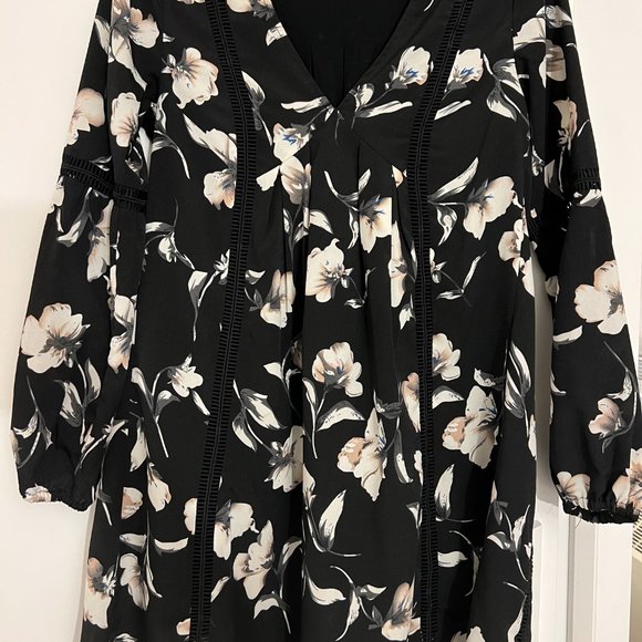 Lucca Casual Floral Short Black Dress A-line long sleeve XS - Picture 6 of 6